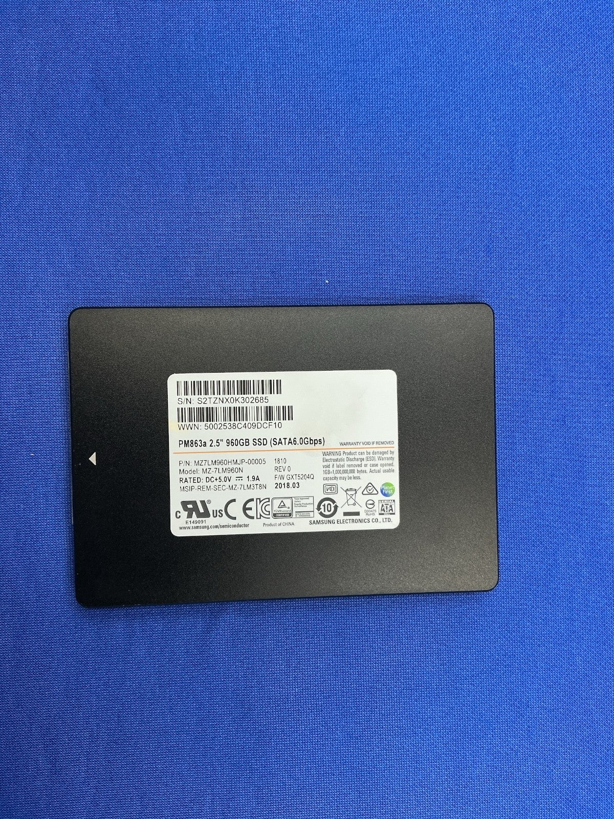 MZ-7LM960N Samsung PM863a Series 960GB SATA 6Gbps 2.5" SSD