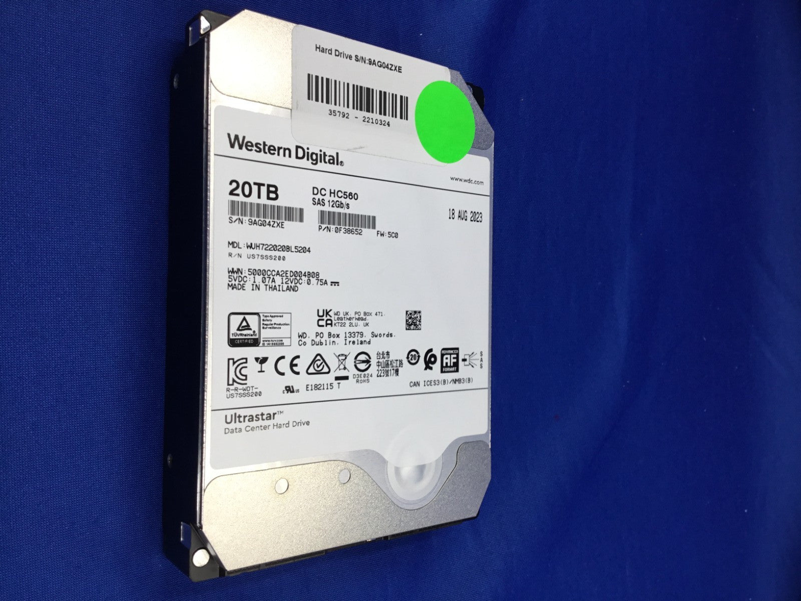 WD Ultrastar DC HC560 20TB 7200RPM SAS 12Gb/s 512e 3.5" HDD WUH722020BL5204