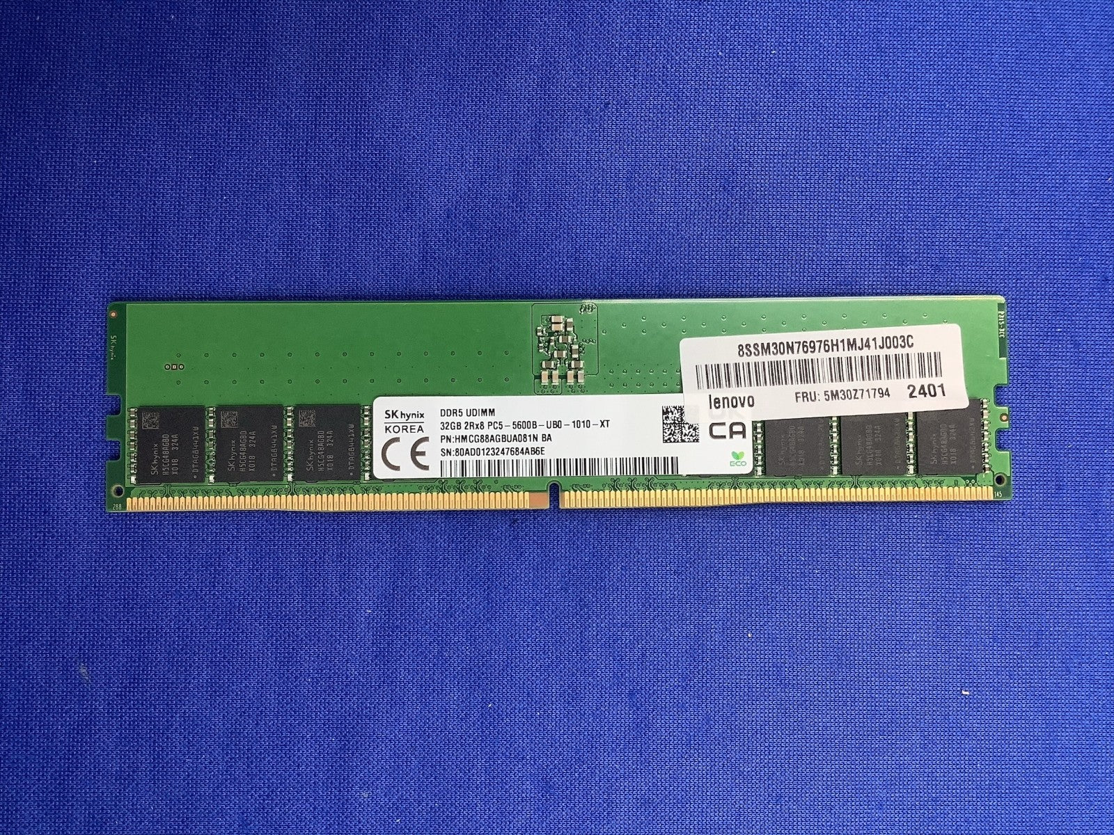 HMCG88AGBUA081N HYNIX 32GB (1X32GB) 2RX8 PC5-5600B UDIMM Memory