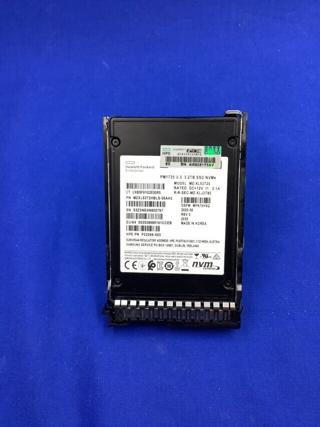 P22270-B21 HPE 3.2TB NVME GEN4  MU SFF SCN U.3 PM1735 SSD P26415-001