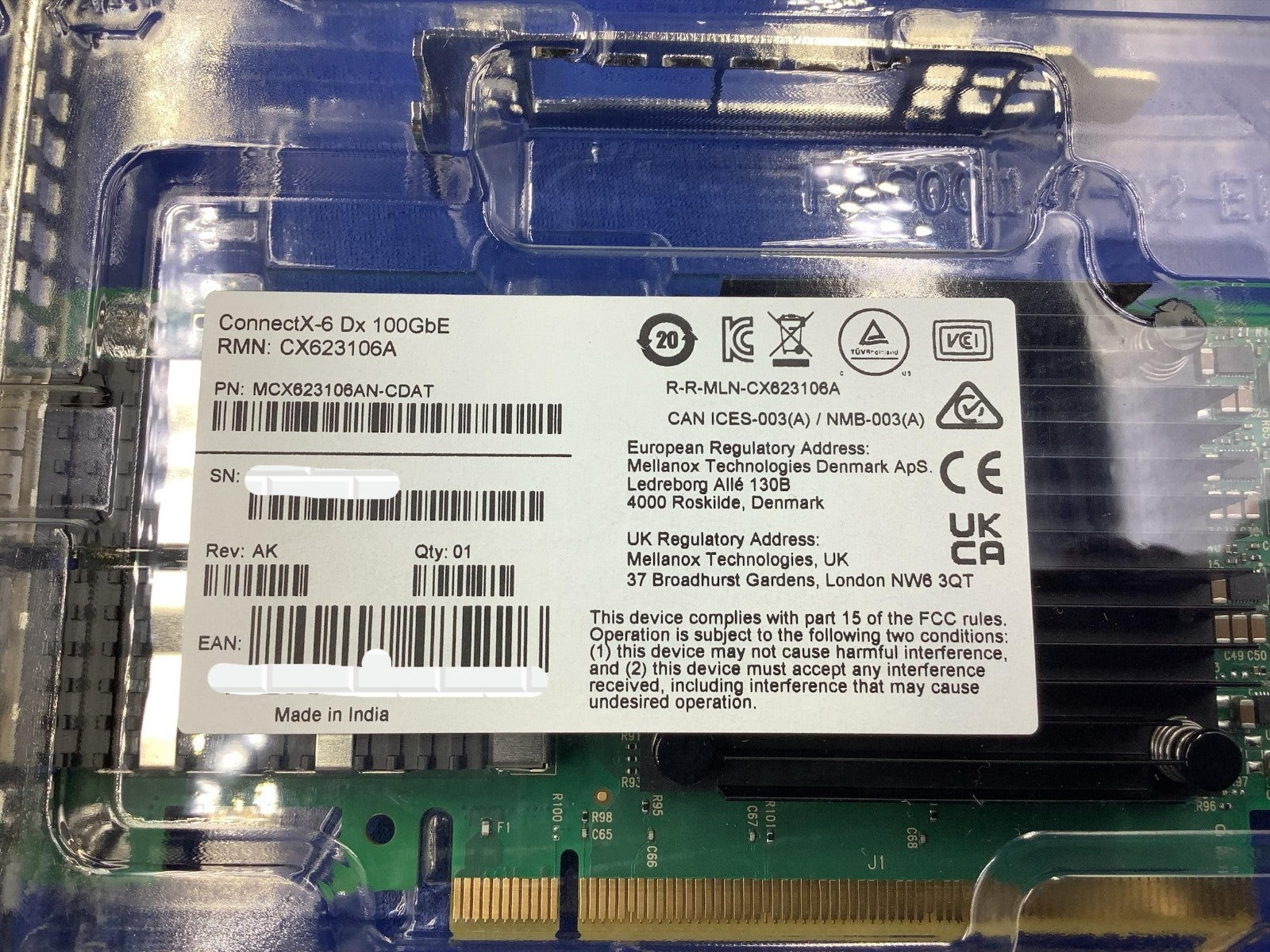 NEW MCX623106AN-CDAT NVIDIA MELLANOX ConnectX-6 Dx EN Adapter Card 100GbE Crypto