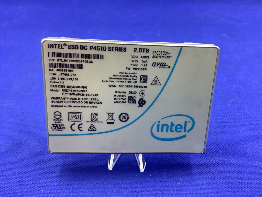 SSDPE2KX020T8 INTEL DC P4510 2TB PCIe NVMe U.2 2.5in SSD
