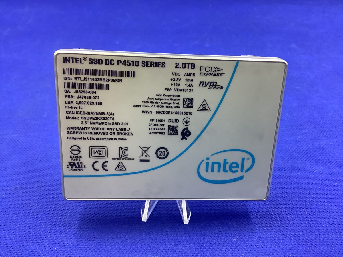 SSDPE2KX020T8 INTEL DC P4510 2TB PCIe NVMe U.2 2.5in SSD