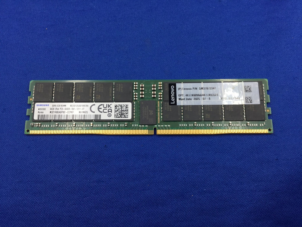 03LC544 LENOVO 64GB (1X64GB) 2RX4 PC5-6400B RDIMM MEMORY 4X77A90966