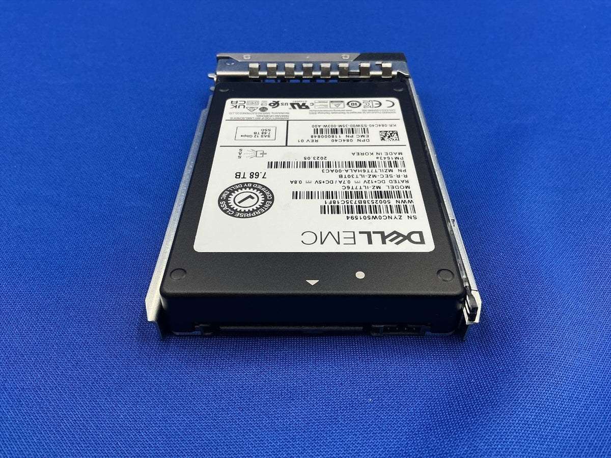 84C40 Dell 7.68TB SAS 12Gbps Read Intensive 2.5" SSD PM1643a MZ-ILT7T6C w/Gen14