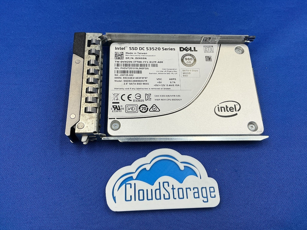 VXG5N  0VXG5N DELL INTEL DC S3520 SERIES 960GB 6Gbps SATA RI SSD SSDSC2BB960G7R