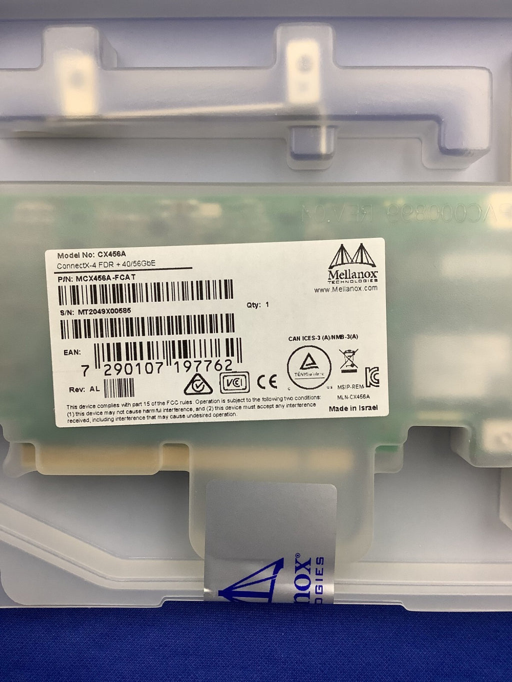 MCX456A-FCAT NVIDIA CONNECTX-4 2P FDR 40/56GbE IB QSFP28 PCIe3x16 VPI Card