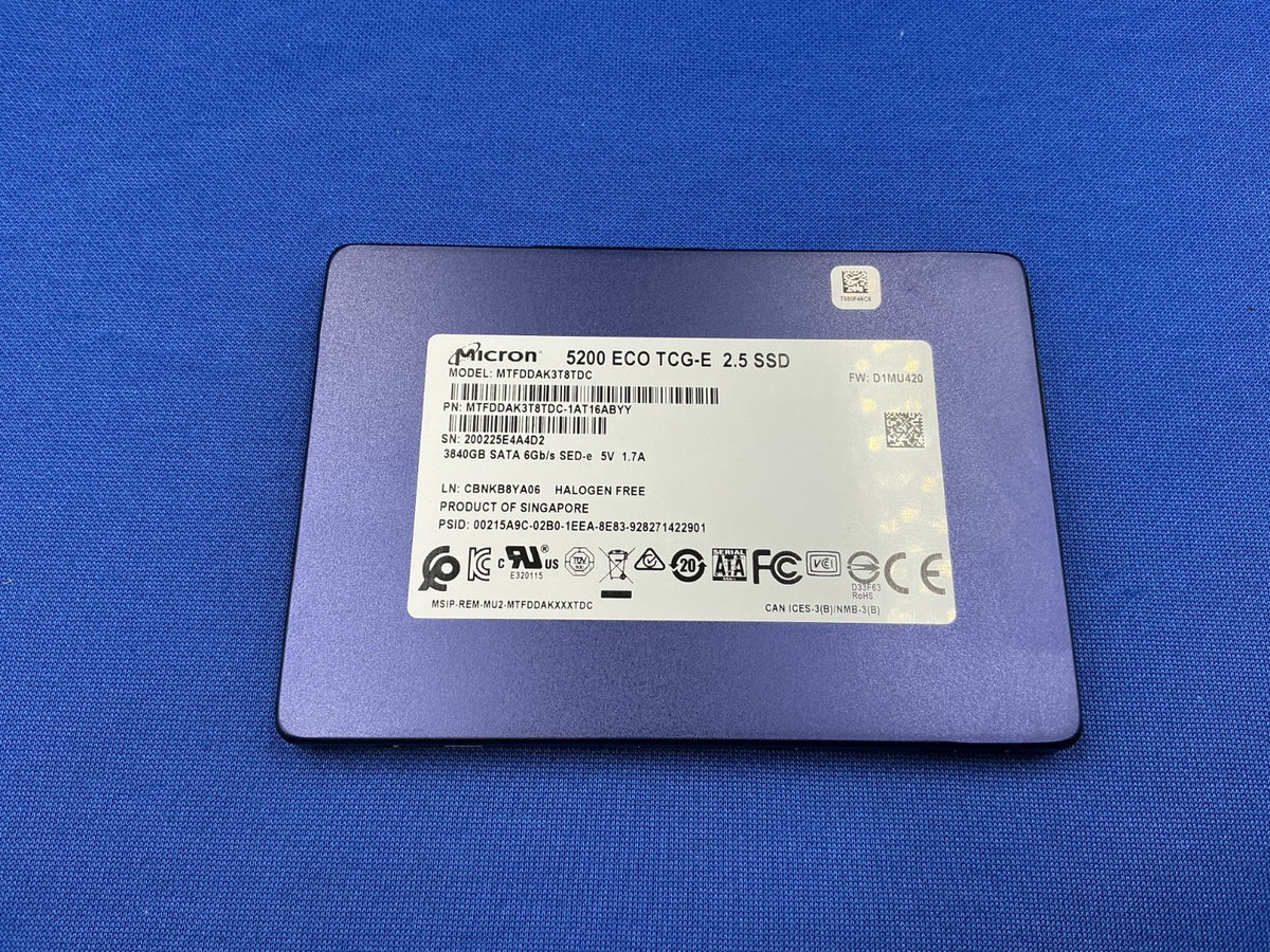 MTFDDAK3T8TDC MICRON 5200 ECO 2.5 3.84TB SATA 6Gb/s 3D  MTFDDAK3T8TDC-1AT1ZABCA