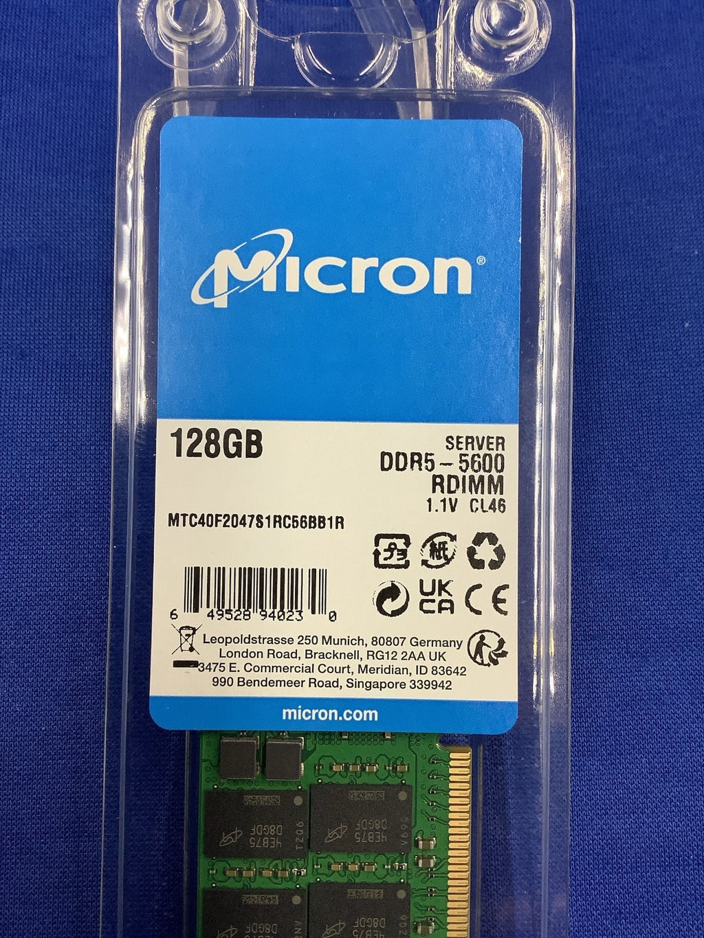 MTC40F2047S1RC56BB1R MICRON 128GB 2RX4 PC5-5600B RDIMM RAM MTC40F2047S1RC56BB1