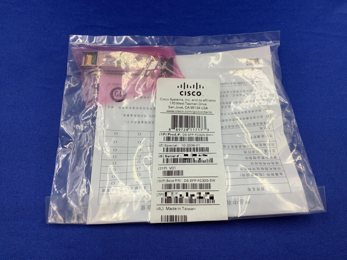 NEW DS-SFP-FC32G-SW Original CISCO 32 Gbps Fibre Channel SW SFP+, LC Transceiver