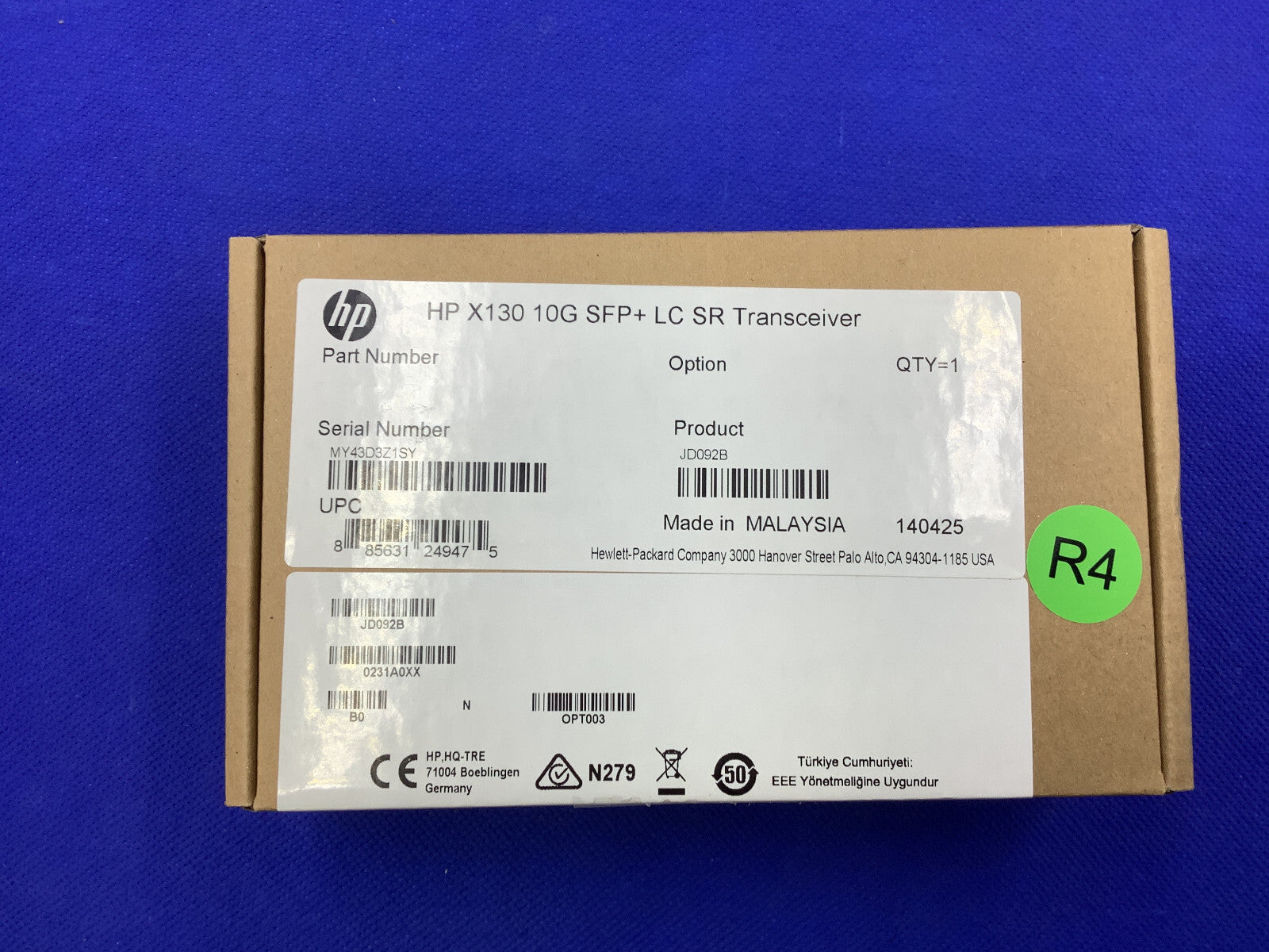 NEW SEALED JD092B HP X130 10GBASE SR SFP+ TRANSCEIVER JD092-61201 0231A0LG