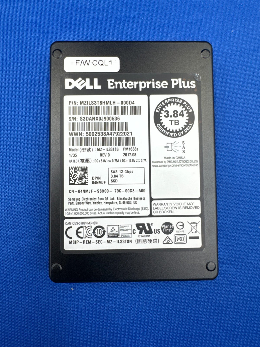 4NMJF Dell Enterprise Plus 3.84TB SAS 12Gbps RI 2.5'' SSD MZ-ILS3T8B 04NMJF