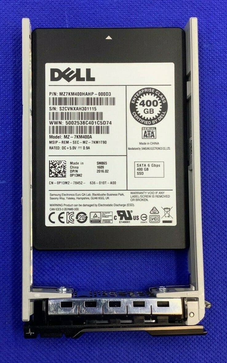 P13M2 DELL SAMSUNG SM865 400GB SATA 6Gb/s WI 2.5INCH SSD 0P13M2 MZ-7KM400A