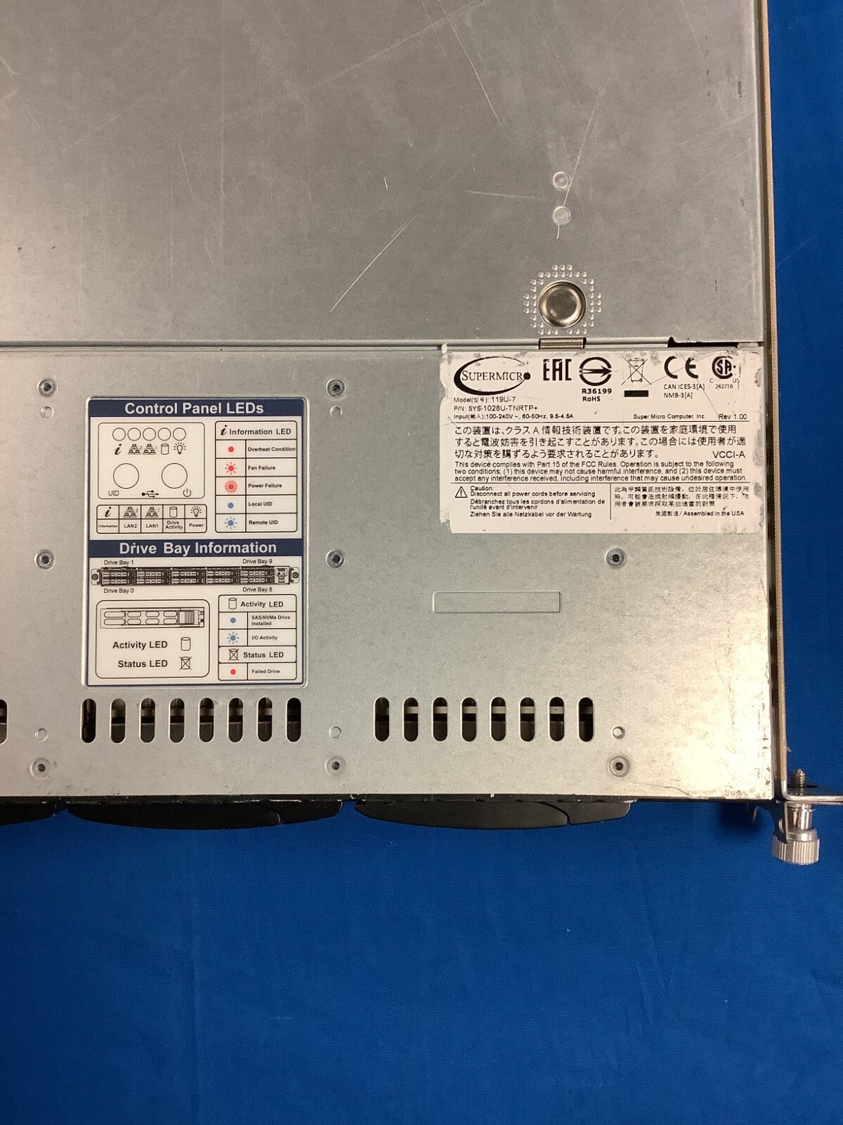 Supermicro SYS-1028U-TNRTP+ 750Wx2 PSU  Fans and cables heatsink