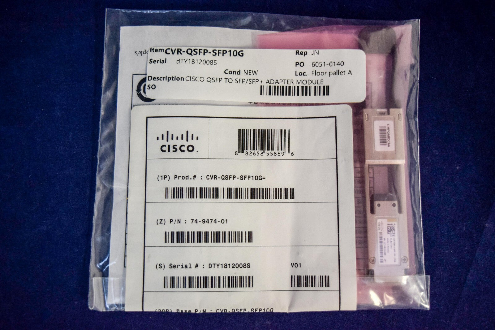 NEW SEALED CVR-QSFP-SFP10G Cisco 40G QSFP+ to 10G SFP+ Adapter  74-9474-01