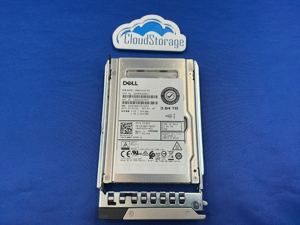 91W3V 091W3V Dell 3.84TB 12Gbps SAS Mixed Use 2.5'' 512e SSD KPM5XVUG3T84