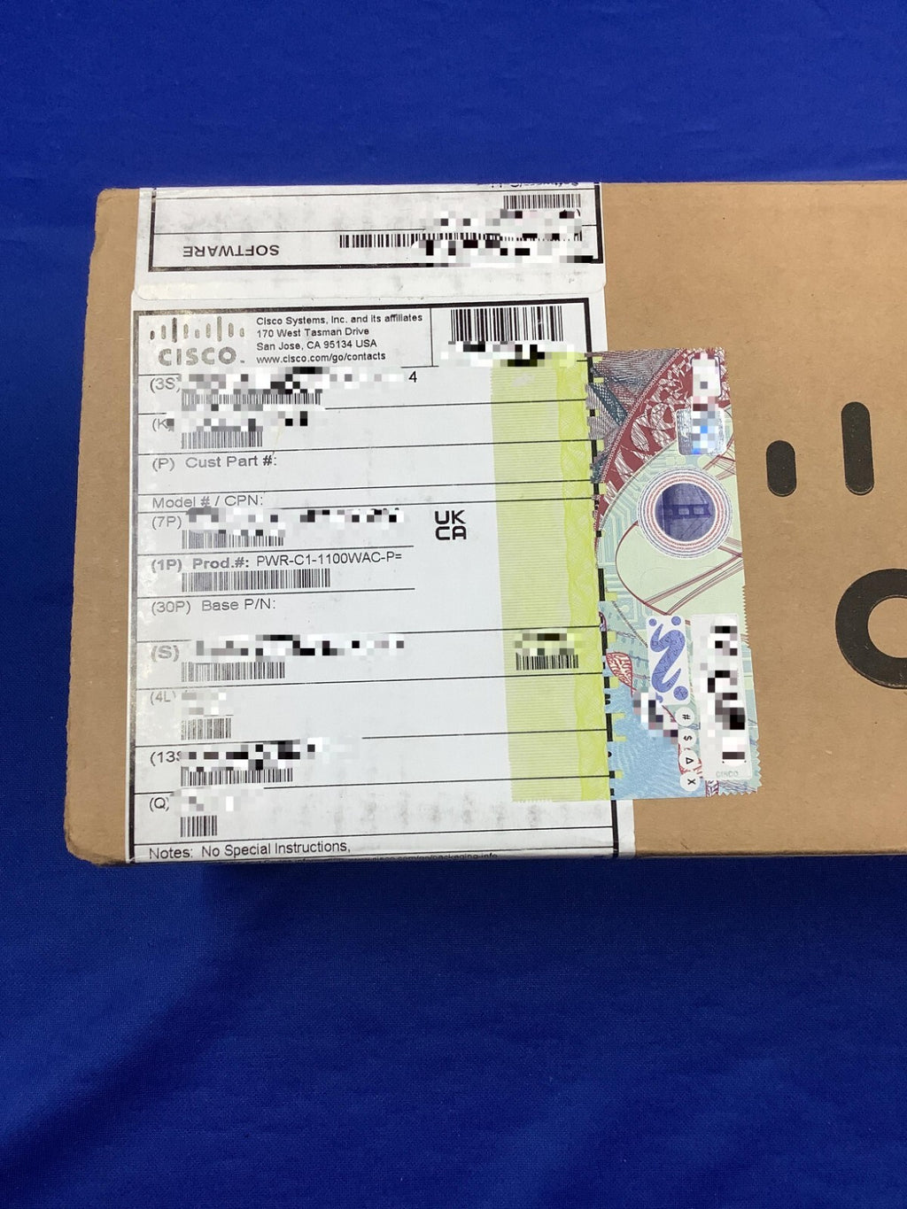 NOB CISCO PWR-C1-1100WAC-P 1100 Watt Ac Power Supply For Catalyst 3850