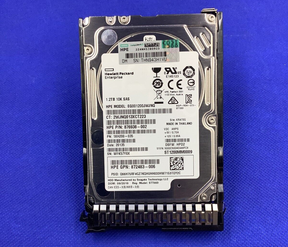 872479-B21 HPE 1.2TB SAS 12G Mission Critical 10K SFF SC HDD 872737-001