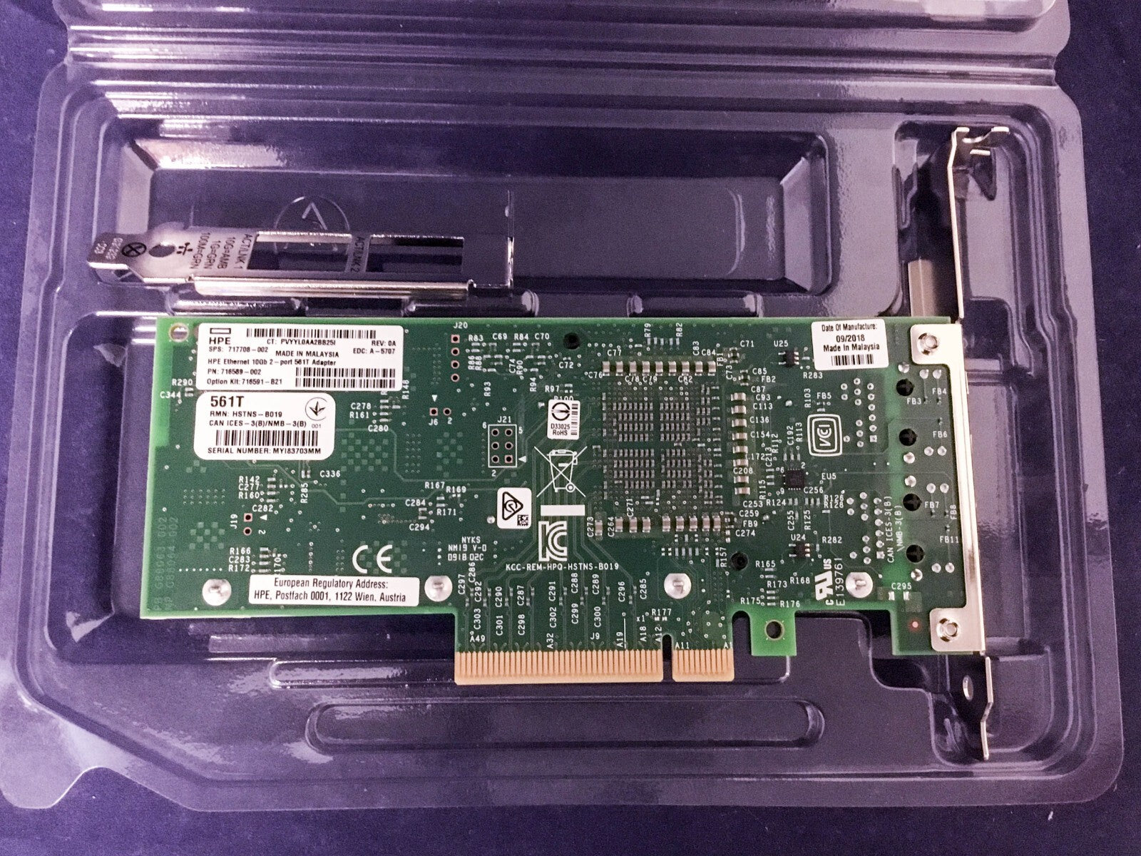 716591-B21 HP 716589-001 Ethernet 10GBase-T 2-port 561T Adapter 717708-001