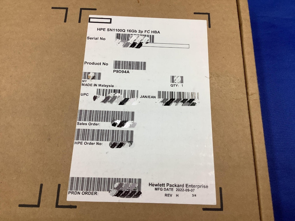 NOB HPE QLE2692 P9D94A SN1100Q 16Gb Dual Port Fibre Channel HBA 853011-001