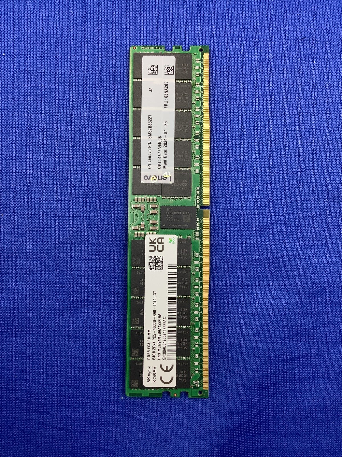 03NA205 LENOVO 64G (1X64GB) 2RX4 PC5-4800B RDIMM MEMORY 4X77A94006