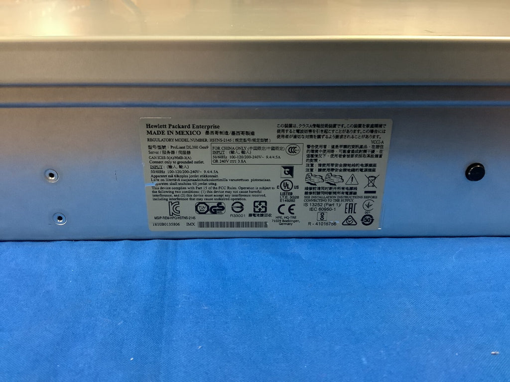 HPE PROLIANT DL380 GEN9 24SFF 843307-001 SERVER W/ Heatsink Fan 800W PSU