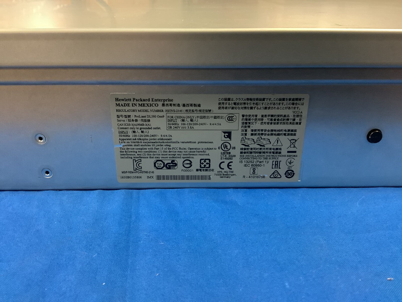 HPE PROLIANT DL380 GEN9 24SFF 843307-001 SERVER W/ Heatsink Fan 800W PSU