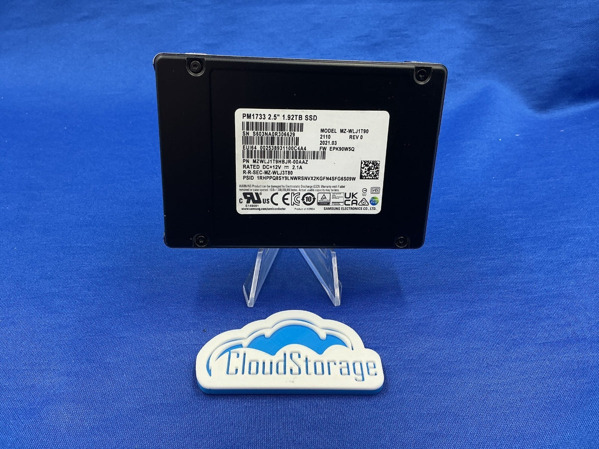 Samsung PM1733 MZ-WLJ1T90 1.92TB U.2 NVMe PCIe 4.0 Enterprise SSD MZWLJ1T9HBJR