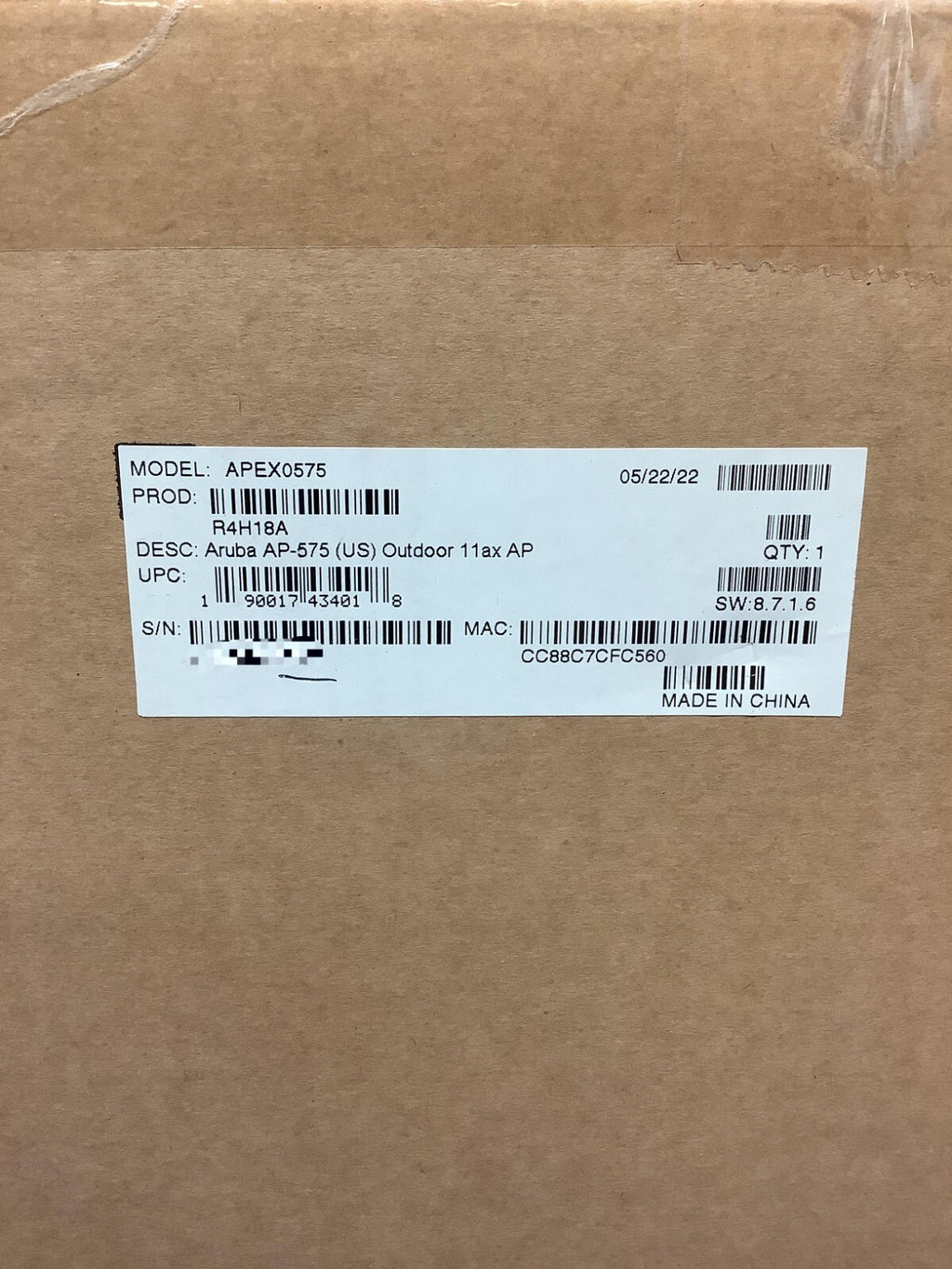 R4H18A HPE ARUBA AP-575 (US) 802.11AX DUAL RADIO INTEGRATED OMNI ANTENNAS AP