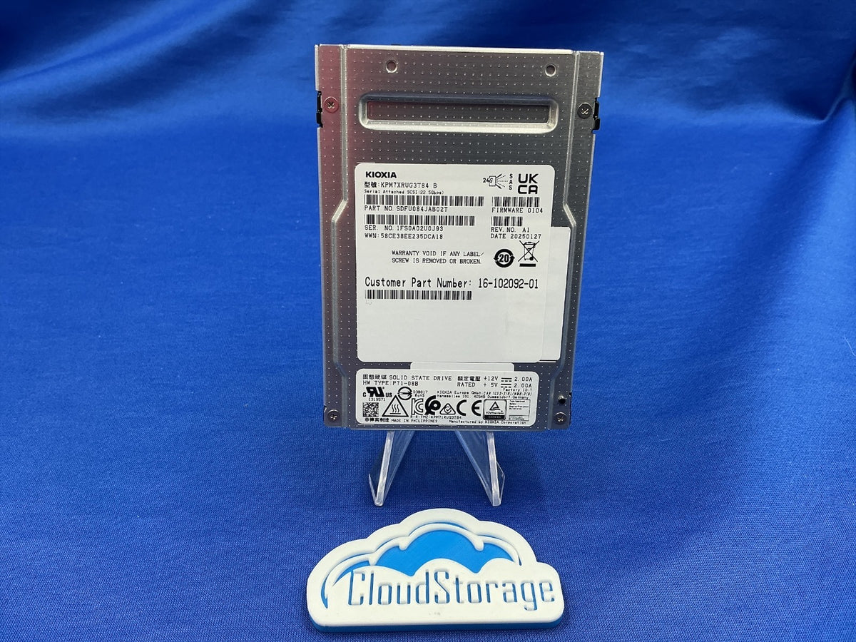 KPM7XRUG3T84 KIOXIA 3.84TB SAS 24Gb/s Read Intensive 2.5" SSD SDFU084JAB02T