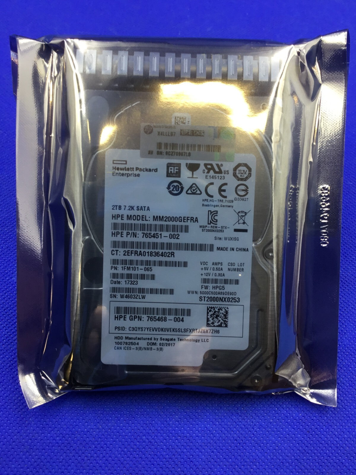 765455-B21 HP 2TB SATA 6G MIDLINE 7.2K SFF (2.5IN) SC 512E DS HDD 765869-001