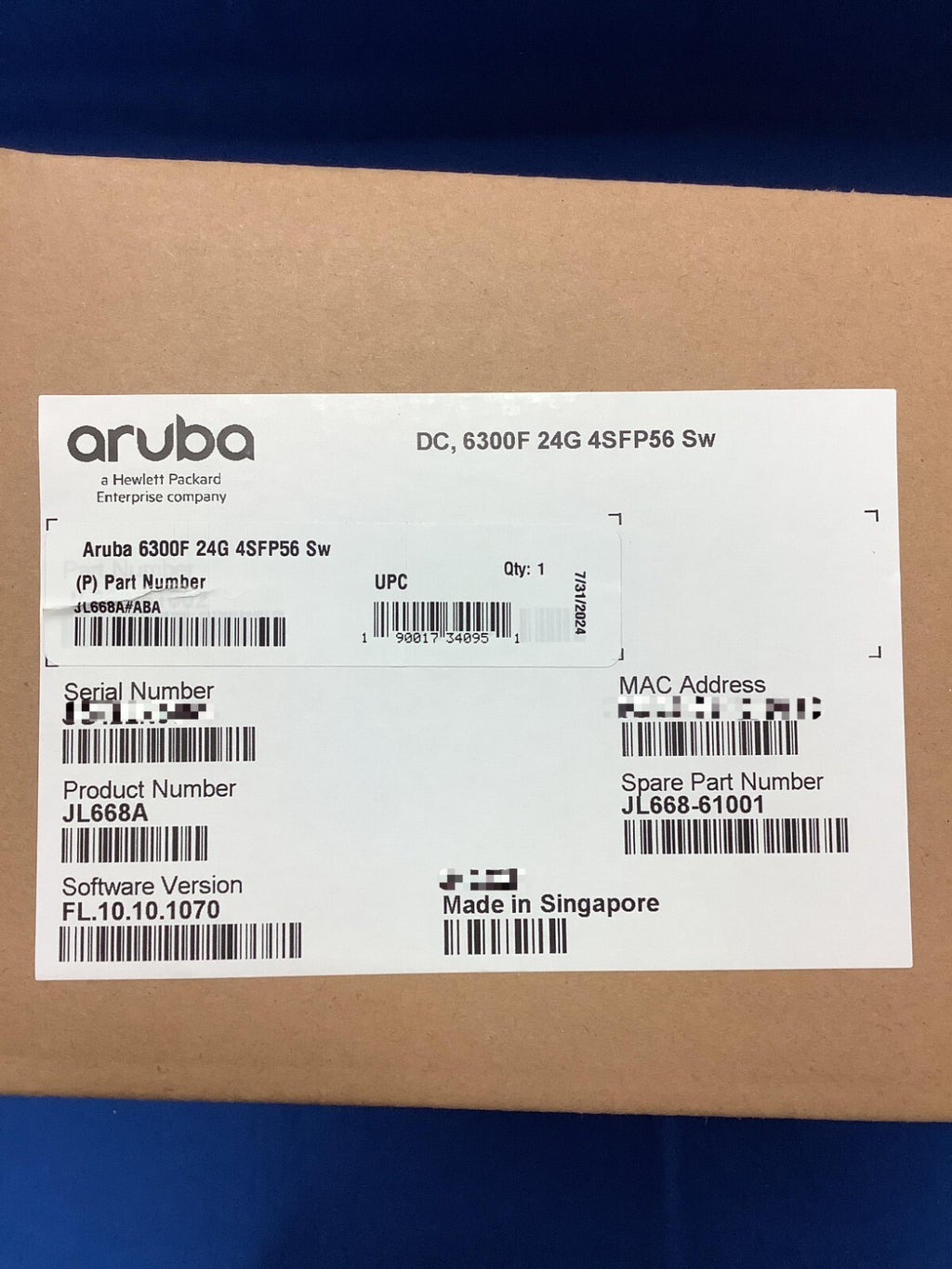 JL668A HPE ARUBA NETWORKING CX 6300F 24-PORT 1GBE AND 4-PORT SFP56 SWITCH