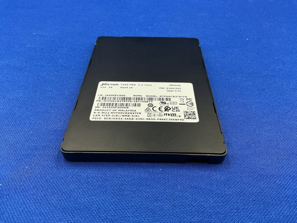 Micron 7450 PRO MTFDKCB3T8TFR 3.84TB U.3 NVMe PCIe 4.0 Enterprise SSD