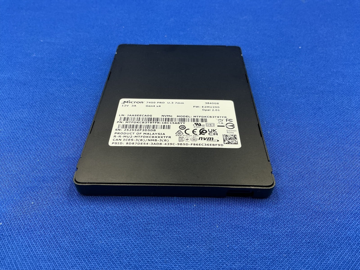 Micron 7450 PRO MTFDKCB3T8TFR 3.84TB U.3 NVMe PCIe 4.0 Enterprise SSD