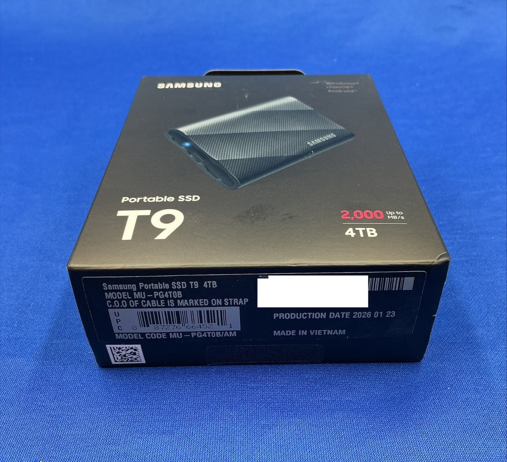 MU-PG4T0B/AM Samsung T9 Portable 4TB USB 3.2 Gen 2x2 External SSD MU-PG4T0B