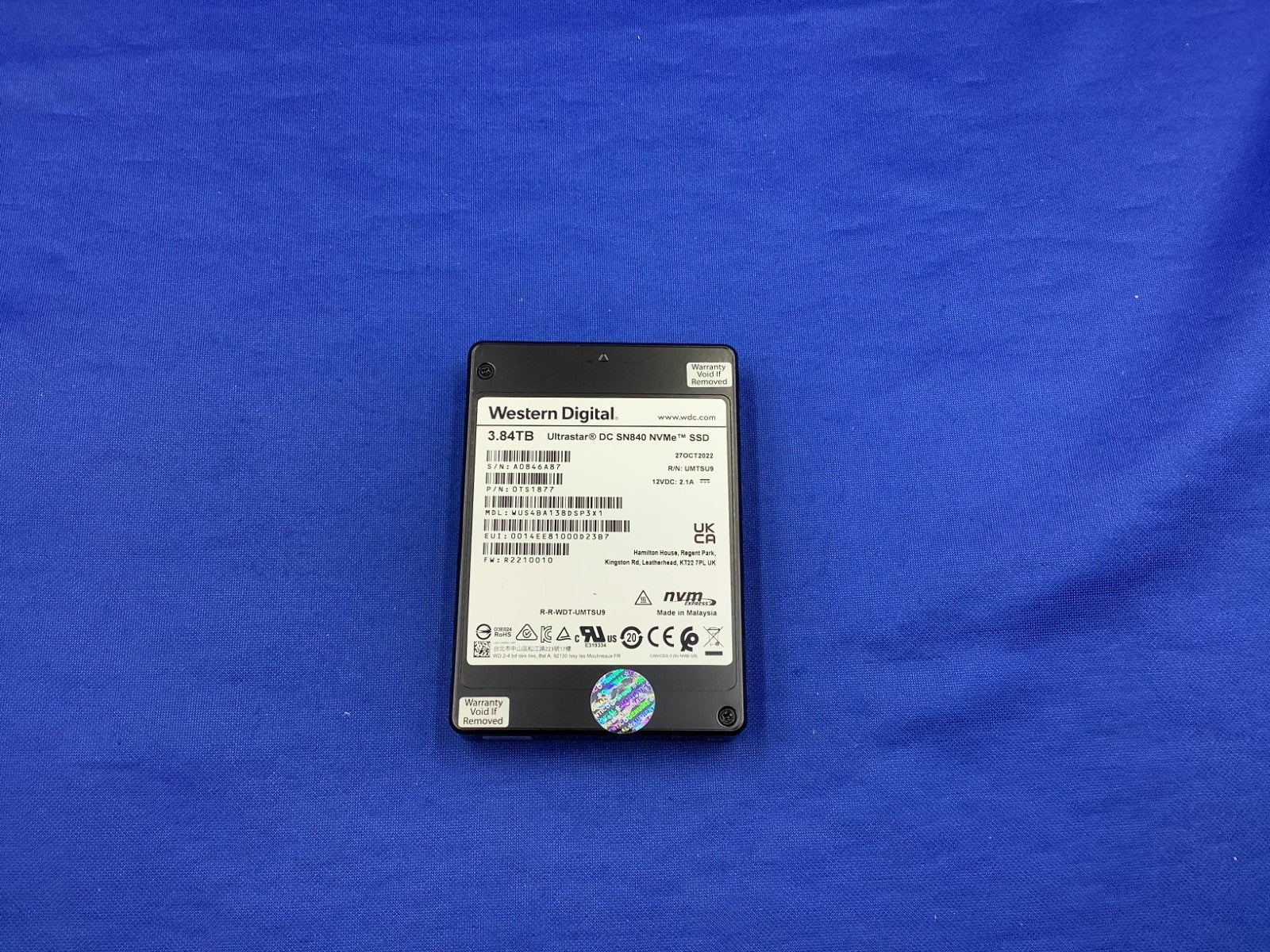WUS4BA138DSP3X1 WD Ultrastar DC SN840 3.84TB U.2 2.5" NVMe SSD 0TS1877