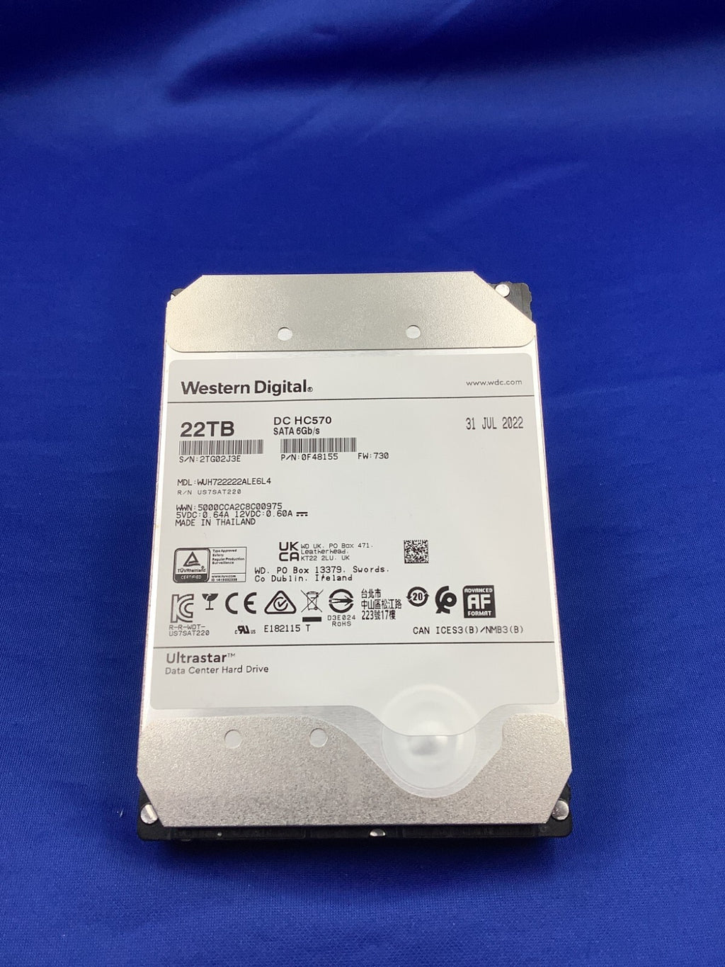 WUH722222ALE6L4 WD Ultrastar DC HC570 22TB SATA 6Gb/s 512e 7.2K 3.5" HDD