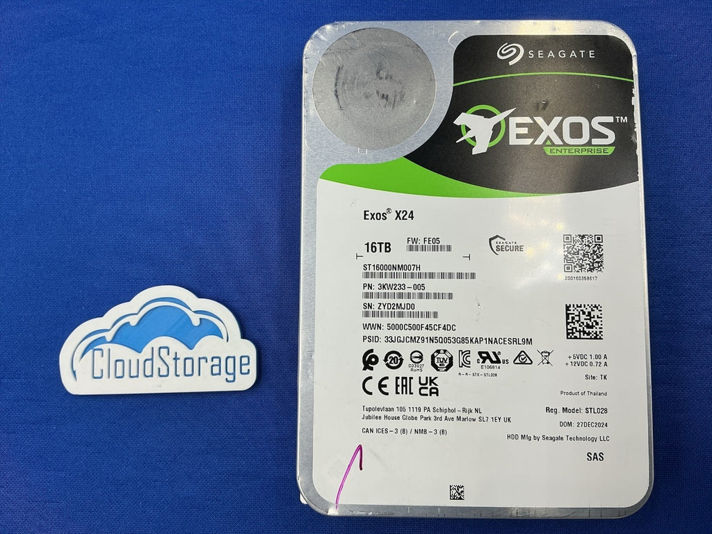ST16000NM007H Seagate Exos X24 16TB SAS 12Gb/s 7200RPM 512MB 3.5" HDD New Pull