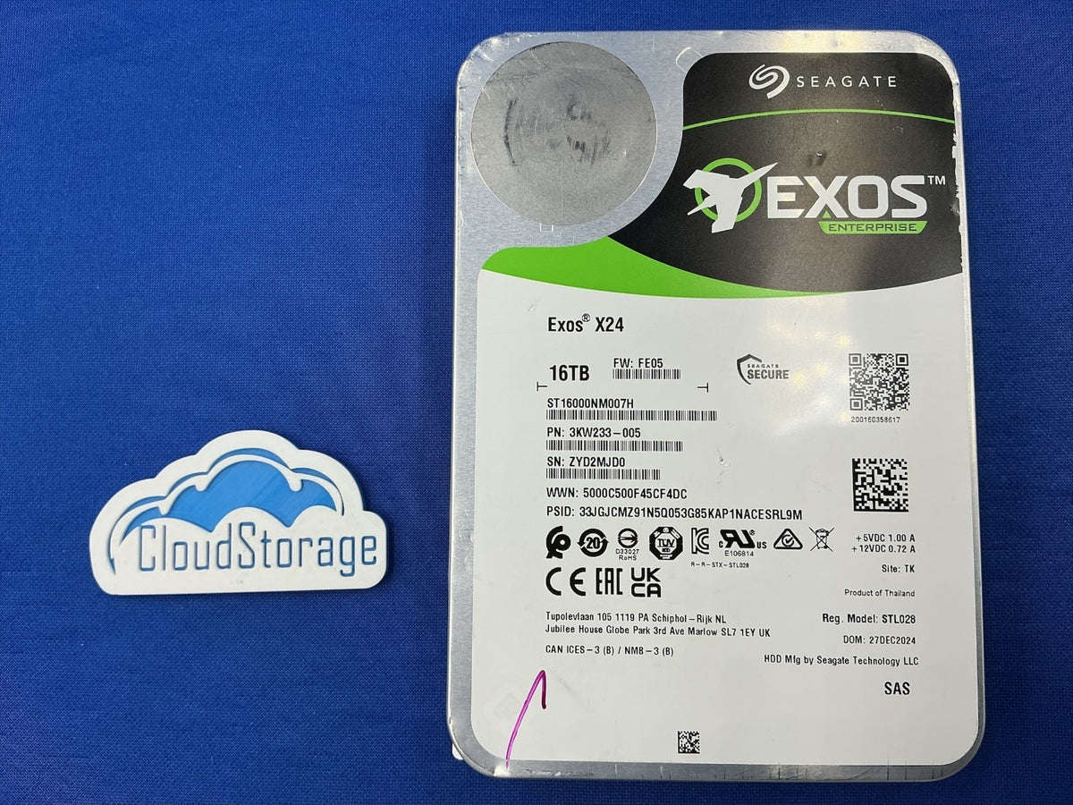 ST16000NM007H Seagate Exos X24 16TB SAS 12Gb/s 7200RPM 512MB 3.5" HDD New Pull