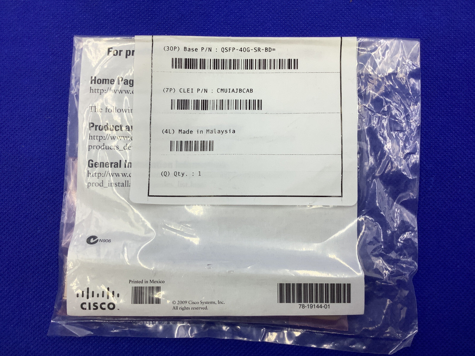 F/S Cisco QSFP-40G-SR-BD= 40GBASE-SR-BiDi duplex MMF Module 10-2945-02