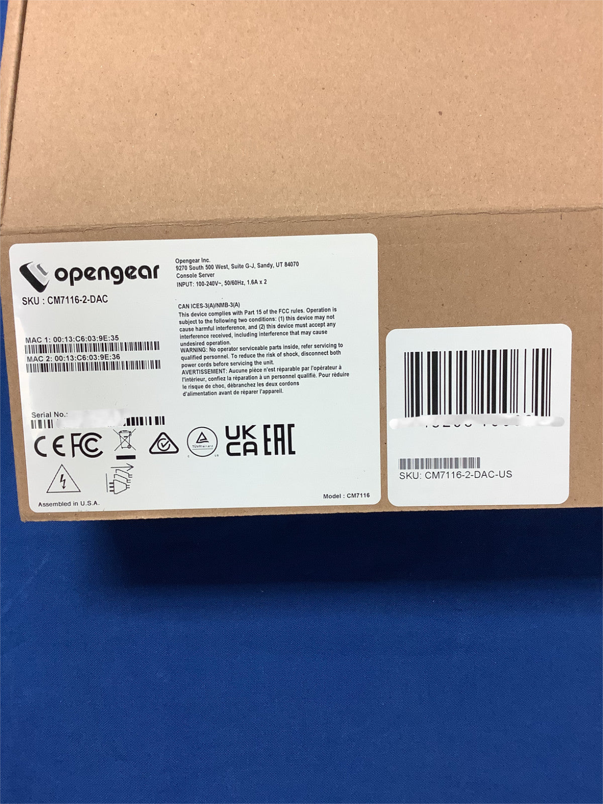NEW CM7116-2-DAC Opengear 16-Port Serial Port Console Server CM7116-2-DAC-US