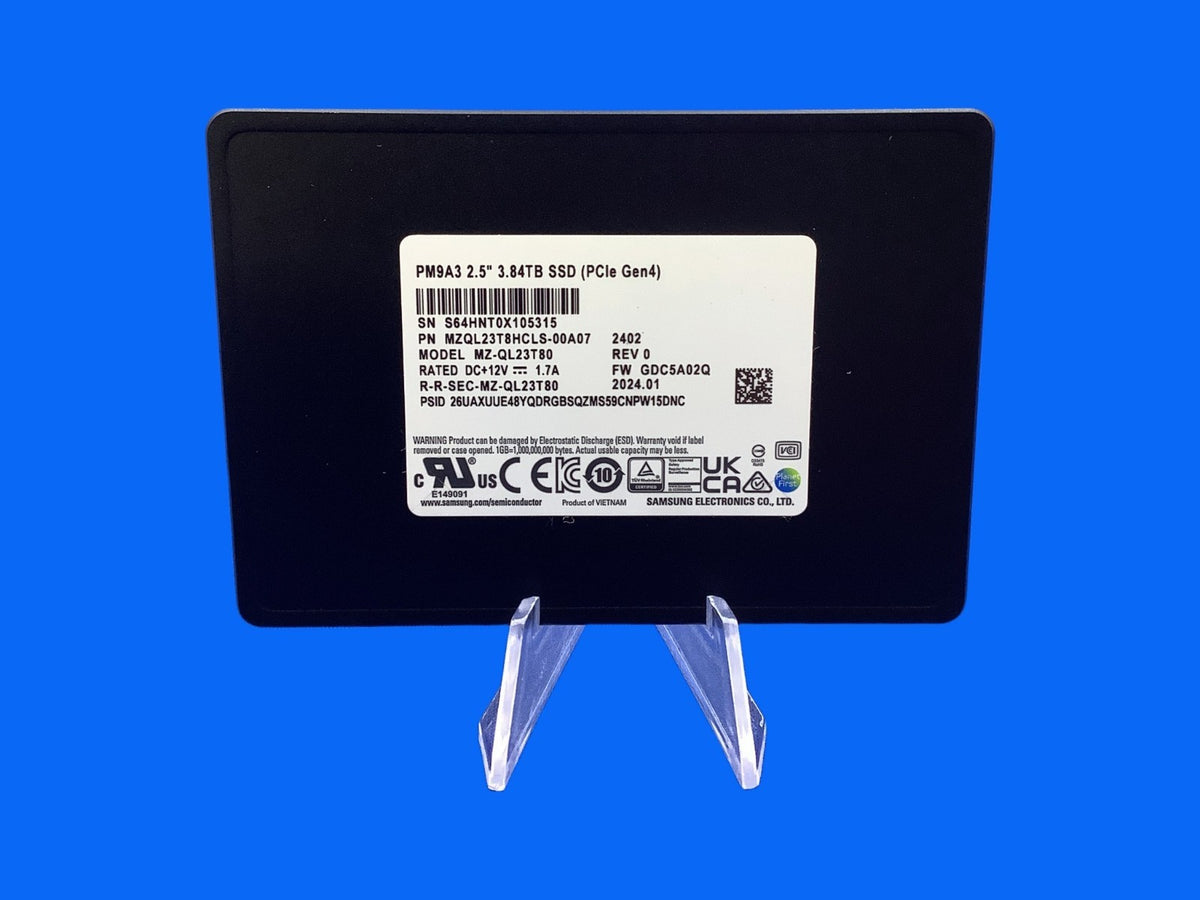 MZ-QL23T80 Samsung PM9A3 3.84TB PCIe Gen4x4 NVMe U.2 2.5 SSD MZQL23T8HCLS