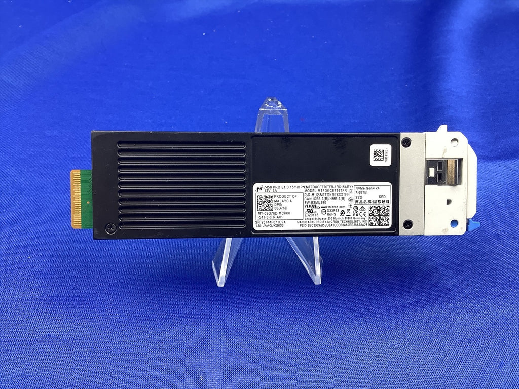 MICRON DELL 08G76D 7450 PRO 7.68TB NVME E1.S PCIe4.0 SSD MTFDKCE7T6TFR 8G76D