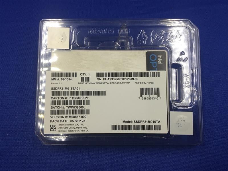 SSDPF21M016TA Intel Optane SSD DC P5820X SERIES 1.6TB 2.5IN SSD SSDPF21M016TA01