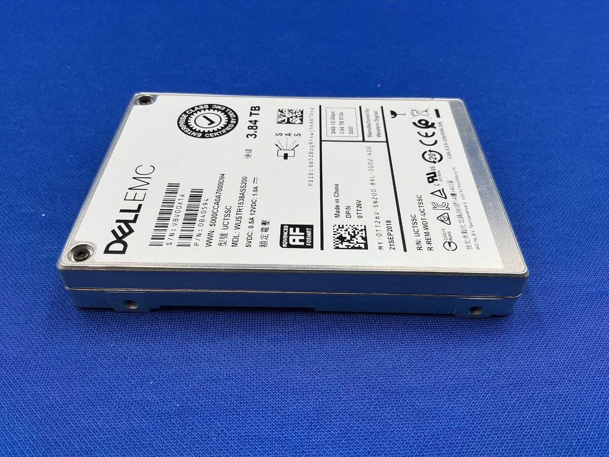 0TT26V DELL 3.84TB SAS 12Gbps RI 2.5'' SSD TT26V WUSTR1538ASS200