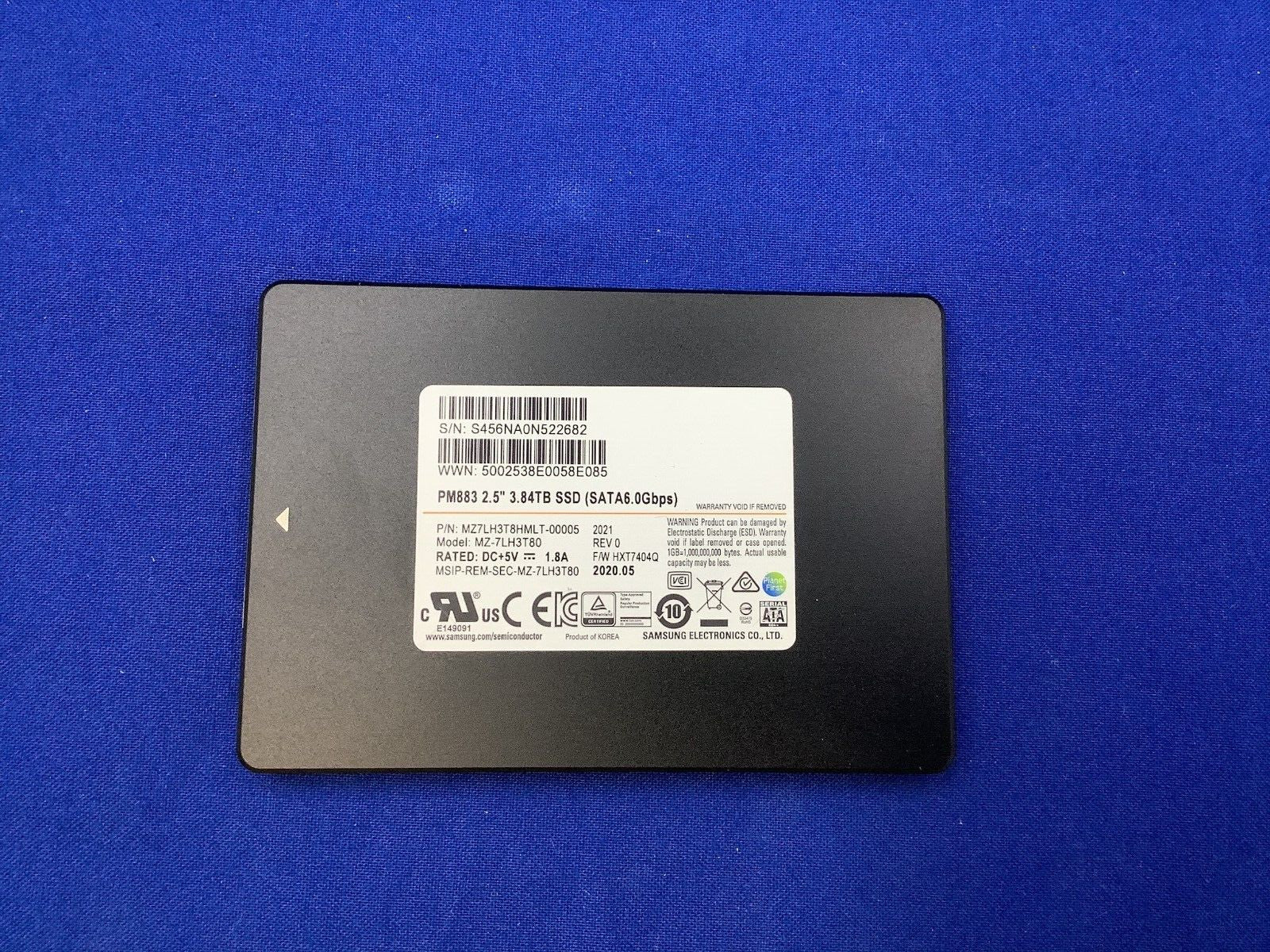 MZ-7LH3T80 Samsung PM883 Series 3.84TB 2.5" SATA 6Gb/s SSD MZ7LH3T8HMLT