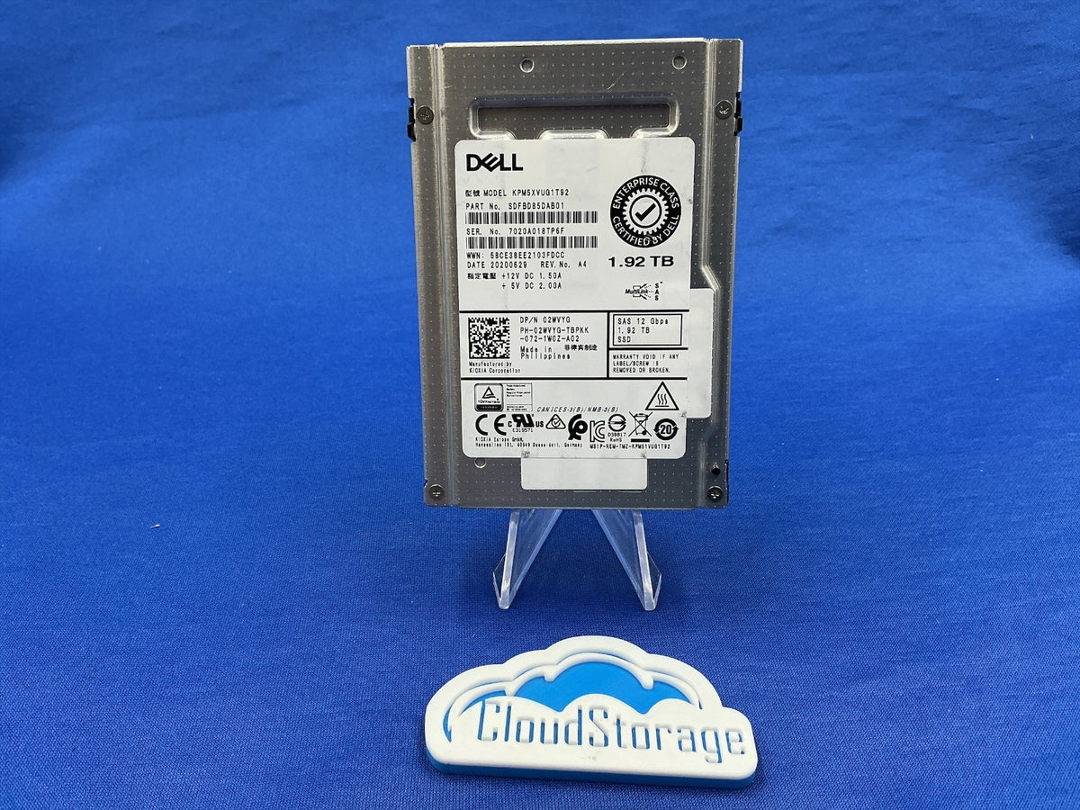2WVYG Dell 1.92TB SAS 12Gbps Mix Use 2.5'' SSD KPM5XVUG1T92 with tray