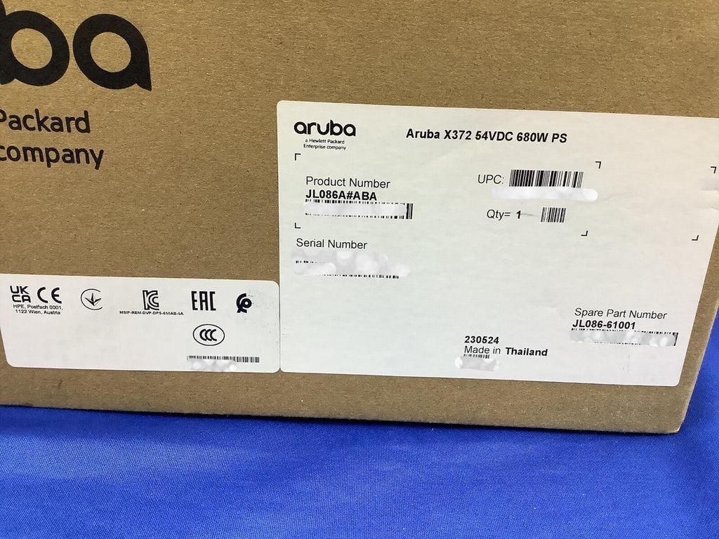 JL086A HPE Aruba 54VDC 680W 100-240VAC POWER SUPPLY