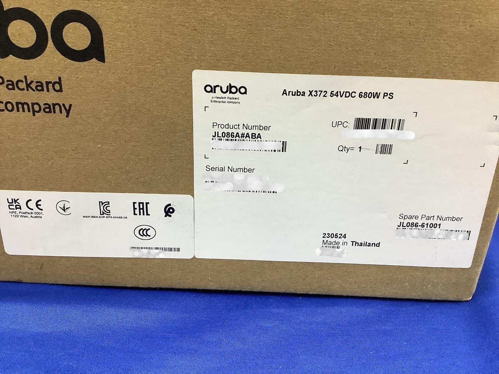 JL086A HPE Aruba 54VDC 680W 100-240VAC POWER SUPPLY