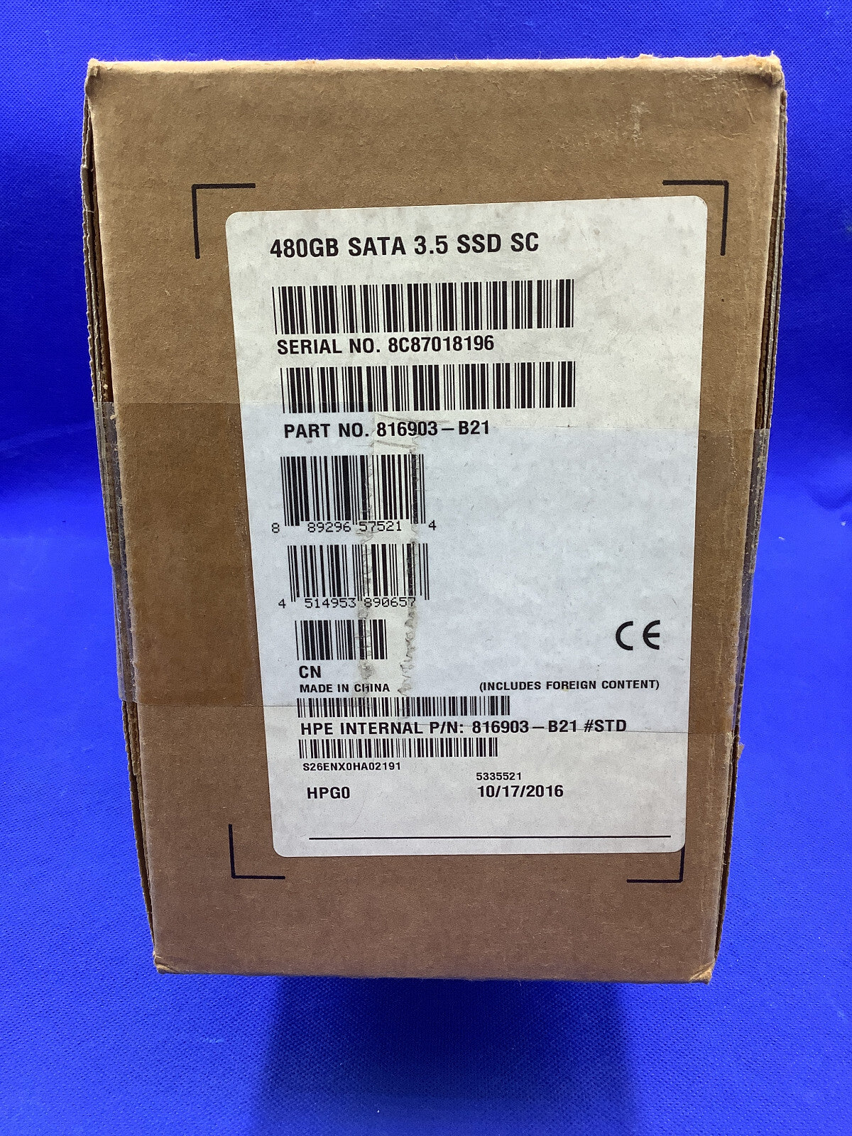 816903-B21 HPE 480GB SATA 6G READ INTENSIVE LFF (3.5IN) SCC SSD 817077-001